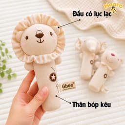Đồ chơi lục lạc thú nhồi bông Gbee chính hãng, lục lạc cầm tay cao cấp giúp bé phát triển giác quan 5