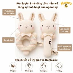 Đồ chơi lục lạc thú nhồi bông Gbee chính hãng, lục lạc cầm tay cao cấp giúp bé phát triển giác quan 4