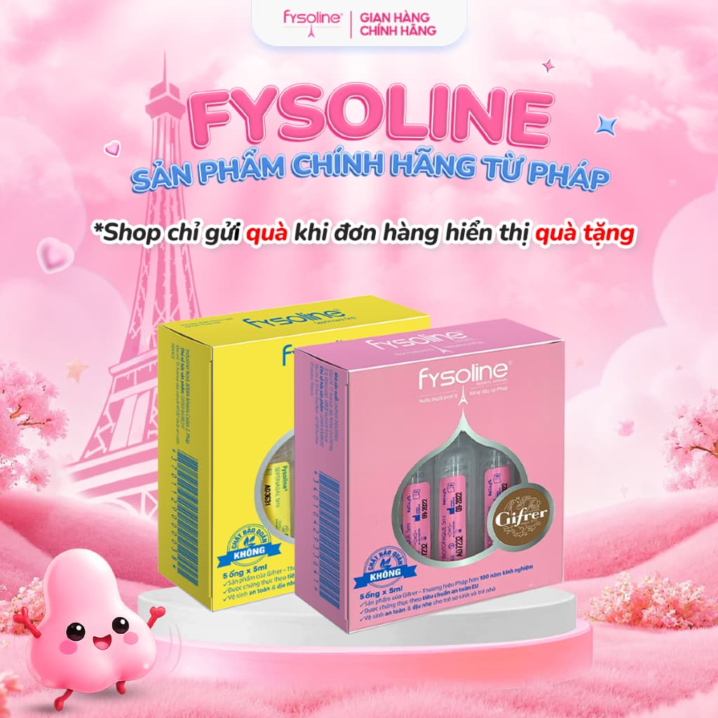Nước muối sinh lý Fysoline vệ sinh mắt, mũi, miệng cho bé - combo 05 ống hồng + 05 ống vàng 5ml (Date T4.2027)