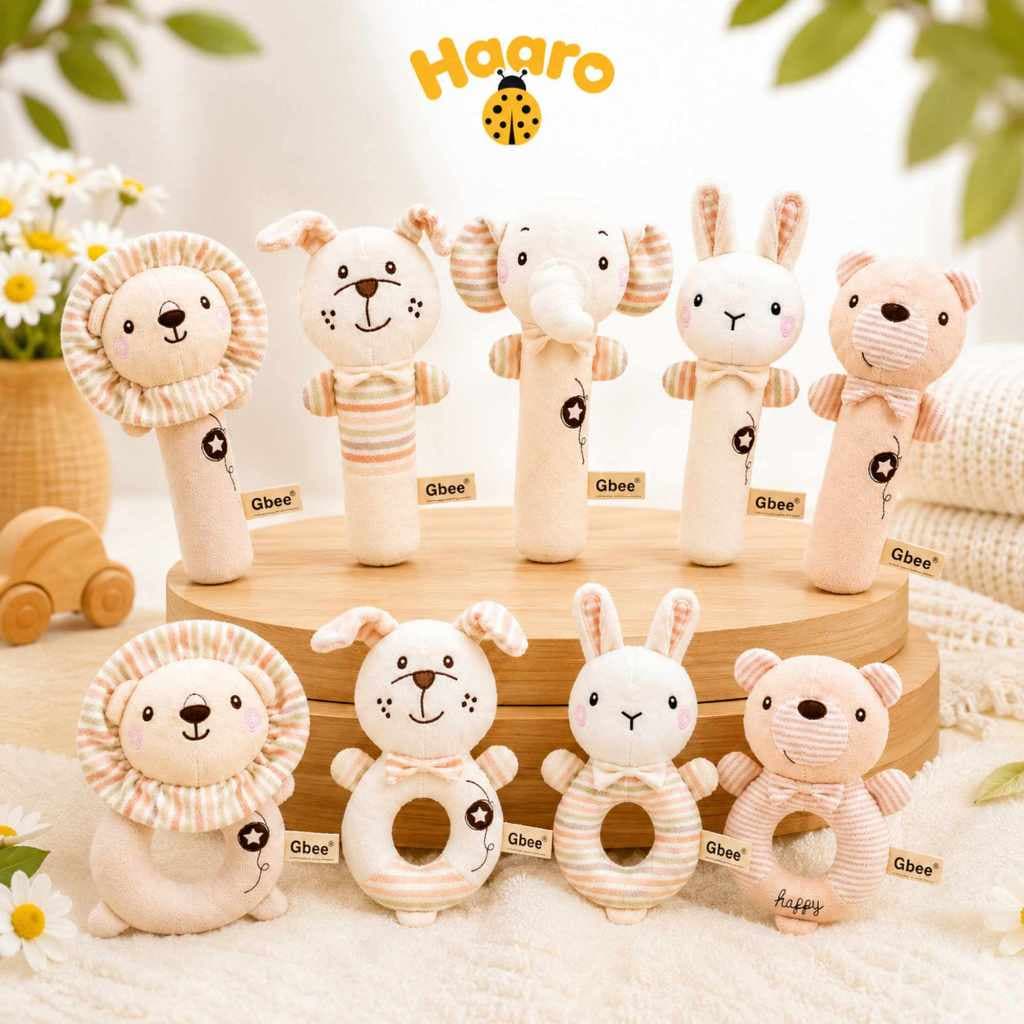 Đồ chơi lục lạc thú nhồi bông Gbee chính hãng, lục lạc cầm tay cao cấp giúp bé phát triển giác quan