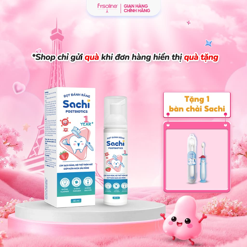 Bọt Đánh Răng Sachi Postbiotics Dạng Bọt Giúp Làm Sạch, Ngừa Sâu Răng 80ml