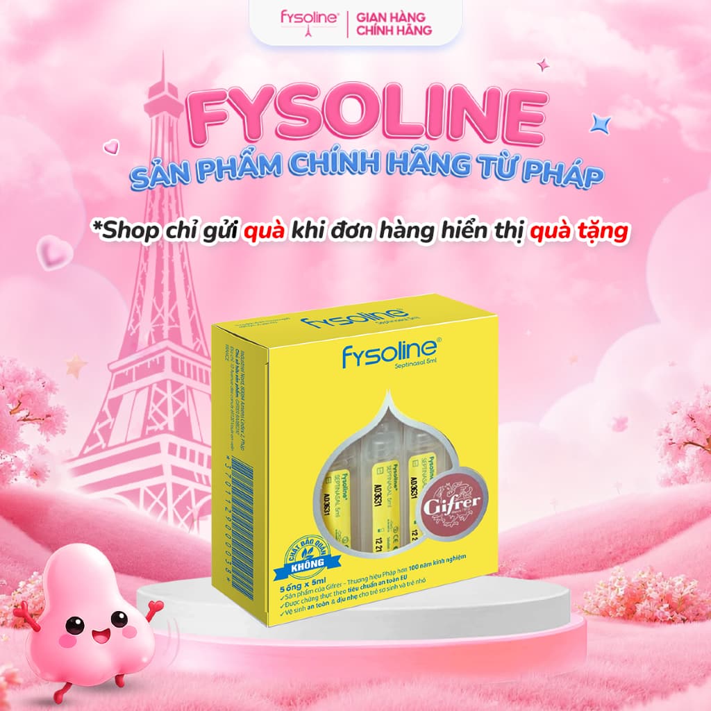 (Date T4.2027) Nước Muối Sinh Lý Kháng Khuẩn Fysoline hỗ trợ kháng khuẩn, viêm mũi, sổ mũi cho bé - Hộp 5 Ống x 5ml