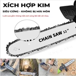 Bộ chuyển đổi cưa xích gắn máy mài cầm tay tra dầu tự động - Lưỡi cưa xích, bộ lam xích 12" 6