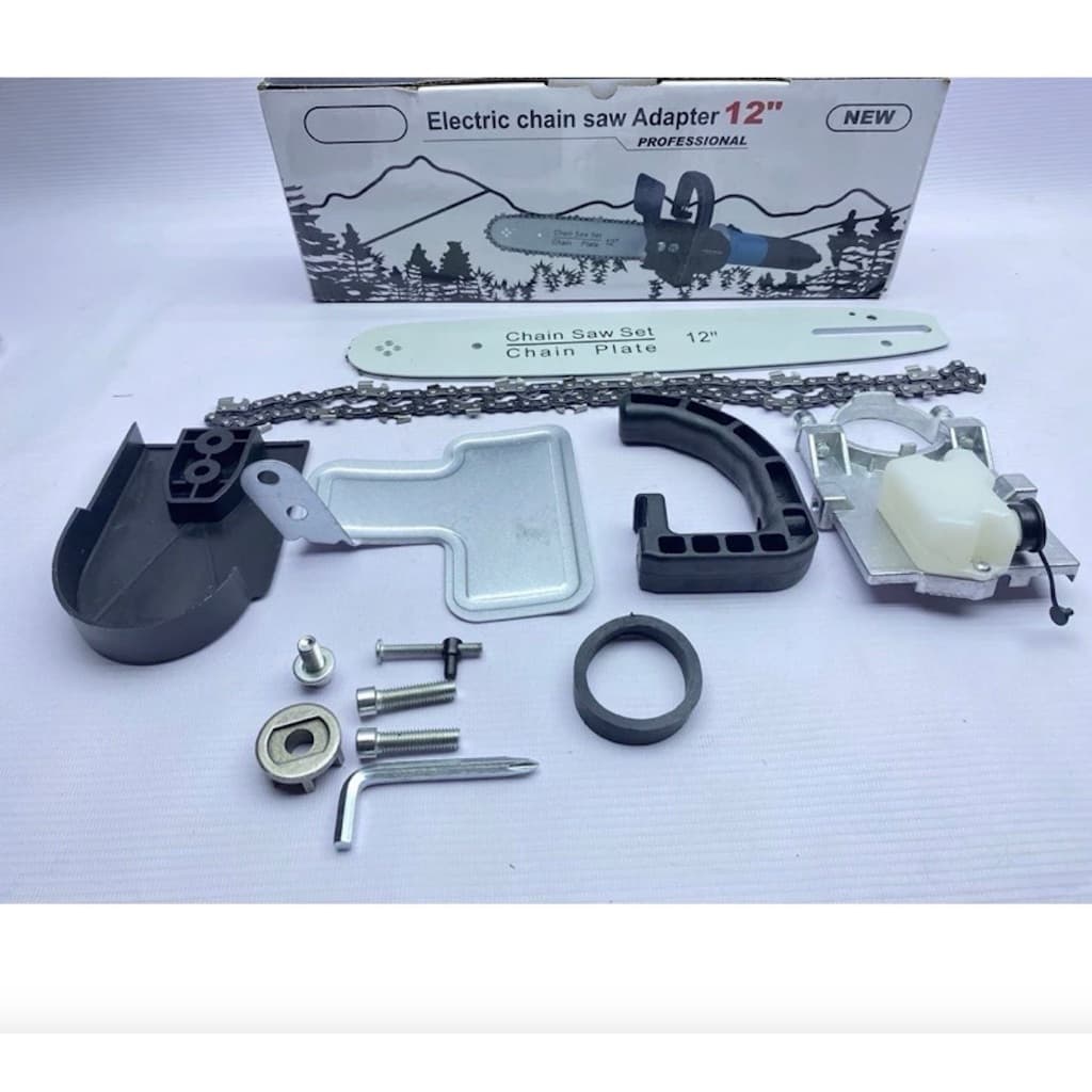 Bộ chuyển đổi cưa xích gắn máy mài cầm tay tra dầu tự động - Lưỡi cưa xích, bộ lam xích 12"
