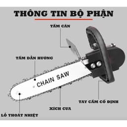 Bộ chuyển đổi cưa xích gắn máy mài cầm tay tra dầu tự động - Lưỡi cưa xích, bộ lam xích 12" 9