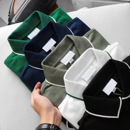 Áo polo nam túi giả vải cá sấu gai logo thêu Full Box cao cấp, Áo thun nam cổ bẻ nhiều màu hàng xuất xịn 8