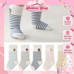 Tất sọc cổ cao cho bé trai bé gái, vớ sọc hình thú dễ thương co giãn thoáng khí - Bebimo Shop 1