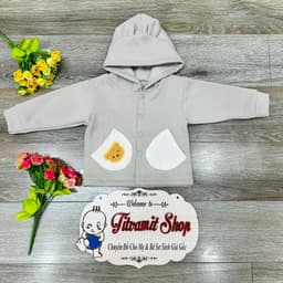 Áo khoác nỉ lông liền mũ 2 túi gấu khuy bấm cho bé ấm áp mặc mùa thu đông 4