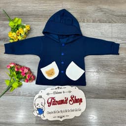 Áo khoác nỉ lông liền mũ 2 túi gấu khuy bấm cho bé ấm áp mặc mùa thu đông 8