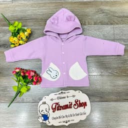 Áo khoác nỉ lông liền mũ 2 túi gấu khuy bấm cho bé ấm áp mặc mùa thu đông 9