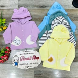 Áo khoác nỉ lông liền mũ 2 túi gấu khuy bấm cho bé ấm áp mặc mùa thu đông 1