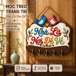 Móc Treo Chìa Khóa Gỗ Cao Cấp [Nhà Là Nơi Để Về] - Đồ Trang Trí Tường Phòng Khách Tinh Tế 7