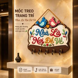 Móc Treo Chìa Khóa Gỗ Cao Cấp [Nhà Là Nơi Để Về] - Đồ Trang Trí Tường Phòng Khách Tinh Tế 8