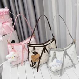 Túi Xách Công Sở Đeo Vai , Đeo Chéo Hoạ Tiết Mèo Nơ Mới Sz25  Kèm Ví Nhỏ Và Móc Sao Siêu Xinh Hot Hit TX016 1