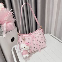 Túi Đeo Vai Hello Kitty size 25 và size 30 Kèm Móc Gấu Kitty Dễ Thương Đi Học Đi Chơi Siêu Cute 2