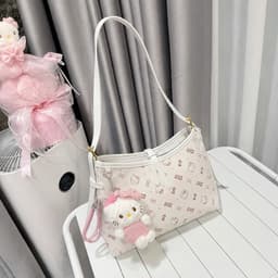 Túi Đeo Vai Hello Kitty size 25 và size 30 Kèm Móc Gấu Kitty Dễ Thương Đi Học Đi Chơi Siêu Cute 3