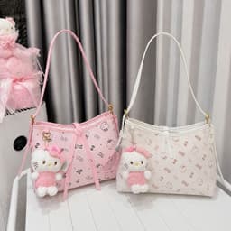 Túi Đeo Vai Hello Kitty size 25 và size 30 Kèm Móc Gấu Kitty Dễ Thương Đi Học Đi Chơi Siêu Cute 7