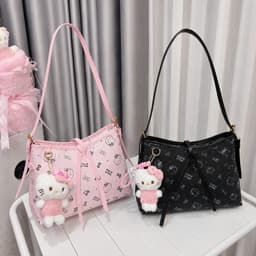 Túi Đeo Vai Hello Kitty size 25 và size 30 Kèm Móc Gấu Kitty Dễ Thương Đi Học Đi Chơi Siêu Cute 6