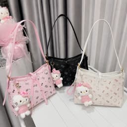 Túi Đeo Vai Hello Kitty size 25 và size 30 Kèm Móc Gấu Kitty Dễ Thương Đi Học Đi Chơi Siêu Cute 9