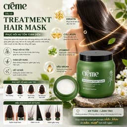 [ CREME CHÍNH HÃNG] Hũ 500ml Kem ủ tóc hấp dầu Creme Collagen phục hồi hư tổn mềm mượt thơm như nước hoa 500ml 9