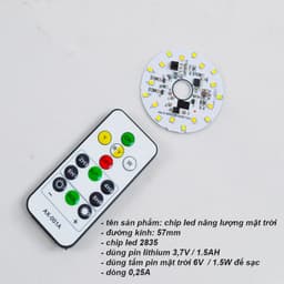 Chip LED Năng LƯỢNG Mặt Trời cho đèn trụ Cổng 3,7V - với 2 tông màu Sáng Trắng - Vàng, Kèm remote chỉnh từ xa 2