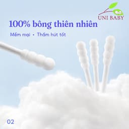 Tăm bông cho bé sơ sinh Vcoool hộp 200 que thân giấy đầu bông thiên nhiên 2 đầu dẹt tròn hoặc xoắn 2