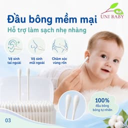 Tăm bông cho bé sơ sinh Vcoool hộp 200 que thân giấy đầu bông thiên nhiên 2 đầu dẹt tròn hoặc xoắn 3