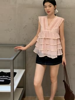 WGWE Fashion Áo Babydoll Voan Nhiều Tầng WGWE – Áo Kiểu Nữ Form Xòe Nhẹ Thanh Lịch 4
