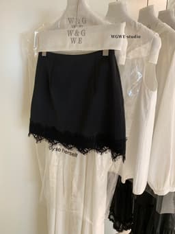 WGWE Fashion Chân Váy Lụa Ngắn Chữ A WGWE Viền Ren – Chân Váy Nữ Cạp Cao Thanh Lịch 5