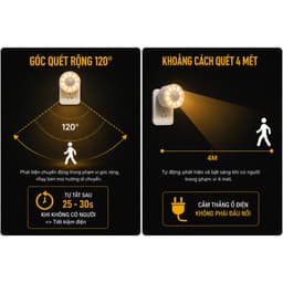 Đèn cảm biến tự động sáng đèn phát hiện chuyển động con người tự bật tắt lắp cầu thang, nhà vệ sinh, lối đi lại LED 3W 7