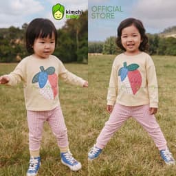 [10-29KG] Đồ Bộ Thu Đông Cho Bé Gái KIMCHIBABY Vải Cotton Cao Cấp 190gsm Họa Tiết Hoạt Hình, Bộ Dài Tay Cho Bé KD610 2