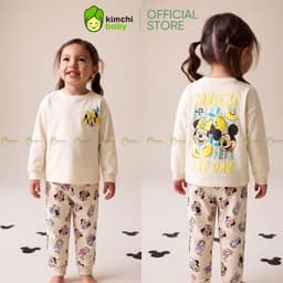 [10-29KG] Đồ Bộ Thu Đông Cho Bé Gái KIMCHIBABY Vải Cotton Cao Cấp 190gsm Họa Tiết Hoạt Hình, Bộ Dài Tay Cho Bé KD610 3