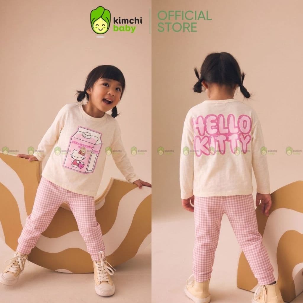[10-29KG] Đồ Bộ Thu Đông Cho Bé Gái KIMCHIBABY Vải Cotton Cao Cấp 190gsm Họa Tiết Hoạt Hình, Bộ Dài Tay Cho Bé KD610