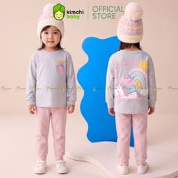 [10-29KG] Đồ Bộ Thu Đông Cho Bé Gái KIMCHIBABY Vải Cotton Cao Cấp 190gsm Họa Tiết Hoạt Hình, Bộ Dài Tay Cho Bé KD610 5