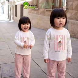 [10-29KG] Đồ Bộ Thu Đông Cho Bé Gái KIMCHIBABY Vải Cotton Cao Cấp 190gsm Họa Tiết Hoạt Hình, Bộ Dài Tay Cho Bé KD610 8