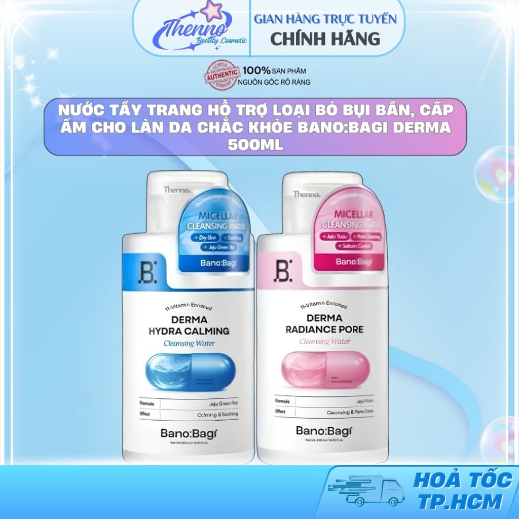 Nước Tẩy Trang Hỗ Trợ Loại Bỏ Bụi Bẩn, Cấp Ẩm Cho Làn Da Chắc Khỏe Bano:Bagi Derma 500ml Hàn Quốc