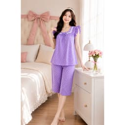 Bộ đồ lửng mặc nhà không túi chất lụa thái không nhàu 45-62kg 6