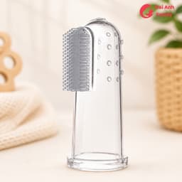 Rơ lưỡi cho bé, bàn chải đánh răng xỏ ngón silicon + kèm hộp đựng cao cấp 3