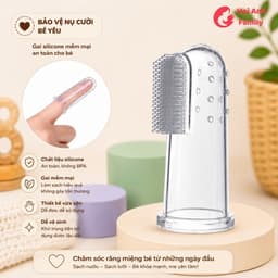Rơ lưỡi cho bé, bàn chải đánh răng xỏ ngón silicon + kèm hộp đựng cao cấp 6