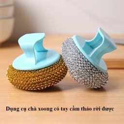 Cây Cọ Rửa Xoong Nồi Inox Đầu tròn và Dụng cụ chà xoong có tay cầm tháo rời được. LMS 8