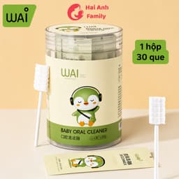 Que tưa lưỡi, rơ lưỡi WAI hộp 30 que cho bé sơ sinh (1 đầu rơ lưỡi) 9