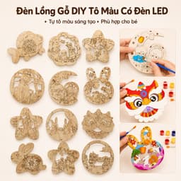Đèn Lồng Trung Thu Gỗ DIY - Bé Tự Tô Màu, Sáng tạo handmade. 1