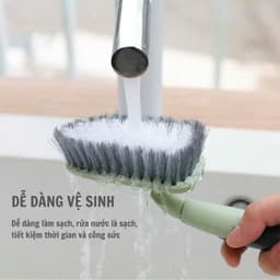 Cây chùi sàn chà góc vệ sinh nhà cửa cán cong D178A và Combo bàn chải kèm gấp rác. LMS 2