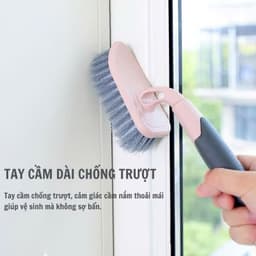 Cây chùi sàn chà góc vệ sinh nhà cửa cán cong D178A và Combo bàn chải kèm gấp rác. LMS 3