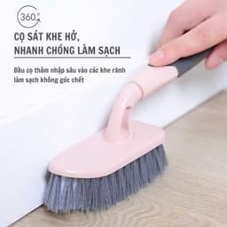 Cây chùi sàn chà góc vệ sinh nhà cửa cán cong D178A và Combo bàn chải kèm gấp rác. LMS 5