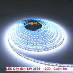 Dây đèn led dán 2835 12V 120 led 10W 5M Sáng Trắng/ Xanh Lá/ Dương/ Vàng/ Đỏ/ Hồng. LMS 7