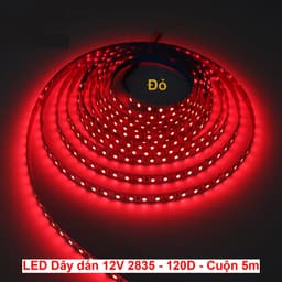 Dây đèn led dán 2835 12V 120 led 10W 5M Sáng Trắng/ Xanh Lá/ Dương/ Vàng/ Đỏ/ Hồng. LMS 8