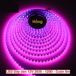 Dây đèn led dán 2835 12V 120 led 10W 5M Sáng Trắng/ Xanh Lá/ Dương/ Vàng/ Đỏ/ Hồng. LMS 9