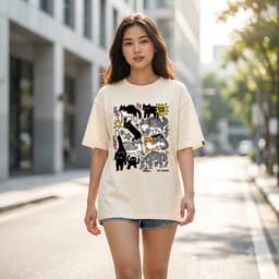 Áo Thun Nam Nữ Form Rộng Localbrand HY KORÉ Đàn Mèo 3225 Oversize Unisex Vải Cotton Thấm Hút Mồ Hôi 9