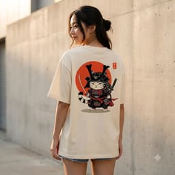Áo Thun Nam Nữ Form Rộng Localbrand HY KORÉ Samurai Mèo 3229 Oversize Unisex Vải Cotton Thấm Hút Mồ Hôi 3